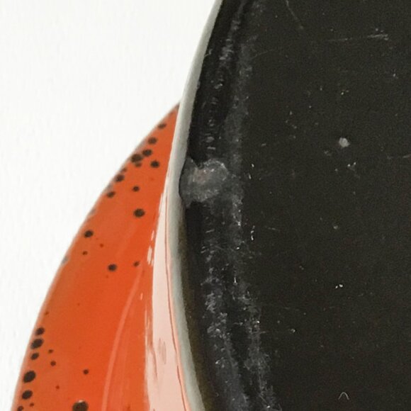 Vintage Hanova of Pasadena Red Orange Lava Enamel Casserole Lidded Pot - Picture 9 of 16